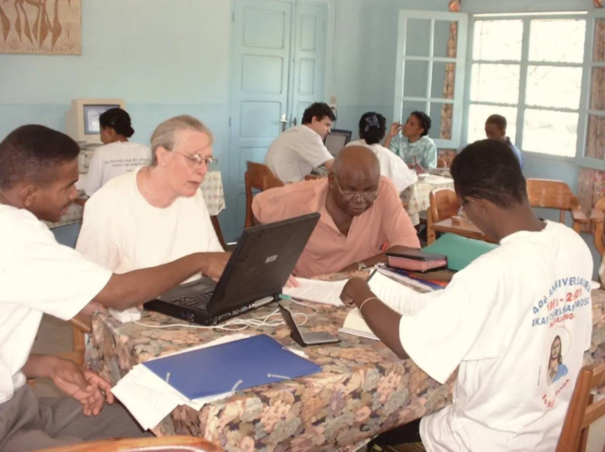 Katy Barnwell at a translation workshop in Madagascar.
